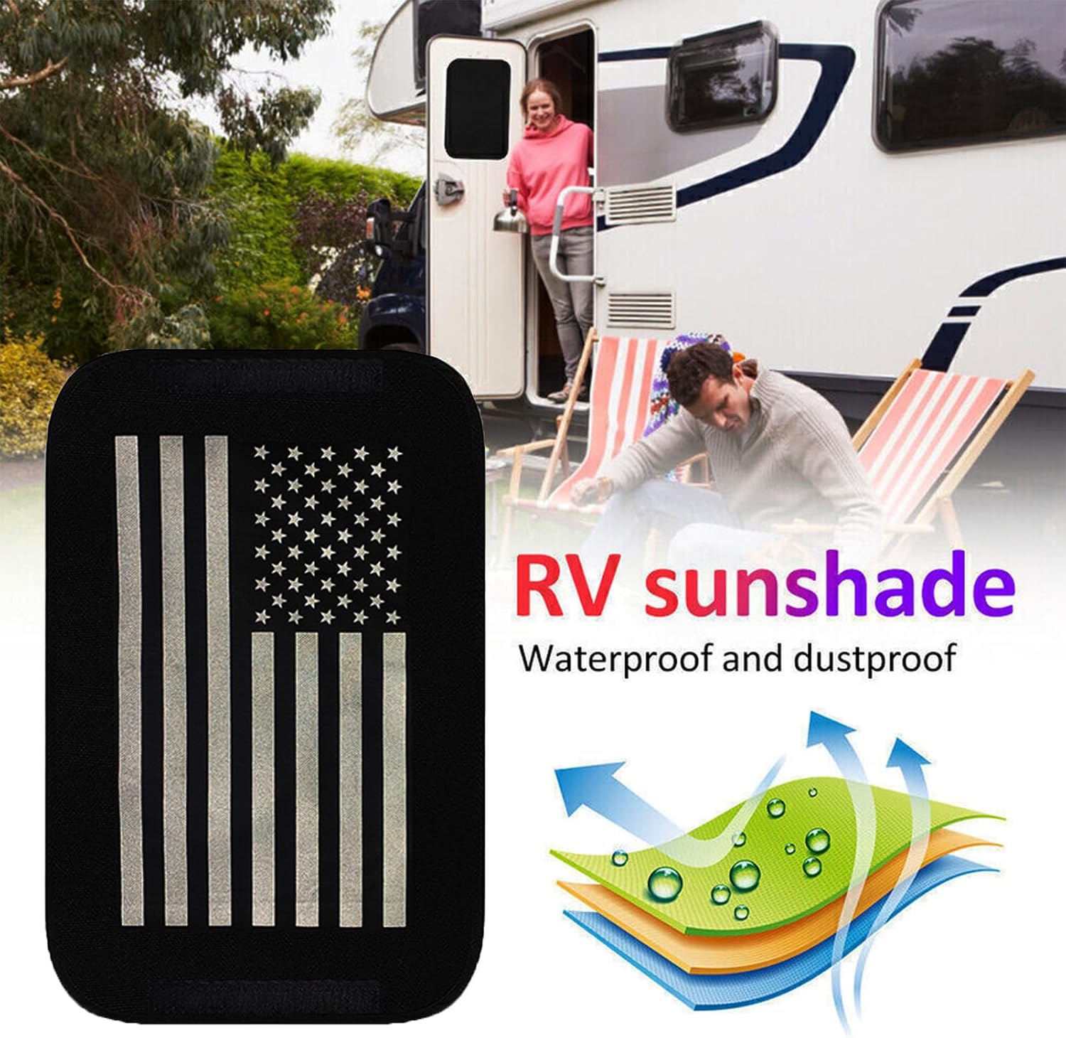 25x16 RV Door Sun Shade Cover, rv Door Window Shade Cover with UV Protection and Privacy Features, RV Door Window Cover Accessories Fits for Most Rv Interior Door Window Oxford Materials Black