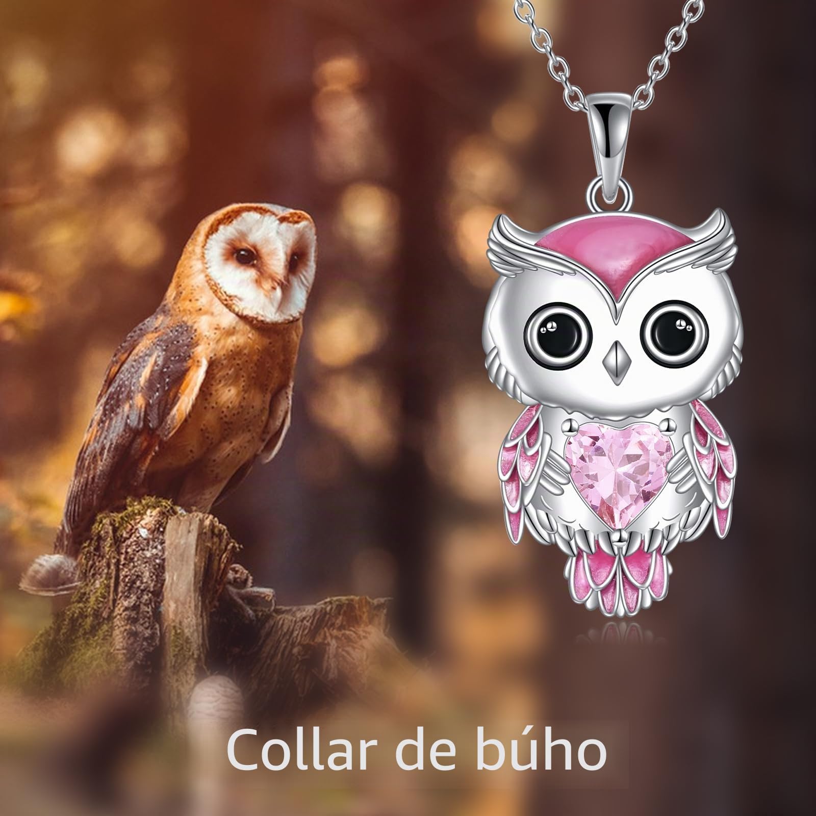 Vadmans Collar de Búho Regalos de Joyería para Las Mujeres 925 de Plata Esterlina Piedra de Nacimiento Búho Colgante Collar de Joyería de Navidad para Las Niñas