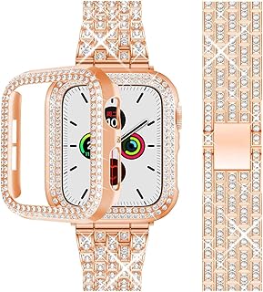 Zitel Compatible with Apple Watch Band + Case for Women Girls, Bling Rhinestone Metal Bands 40mm 41mm 42mm(Series 11/10) 44mm 45mm 46mm Series 11/10/9/8/7/6/5/4/SE3/SE2/SE