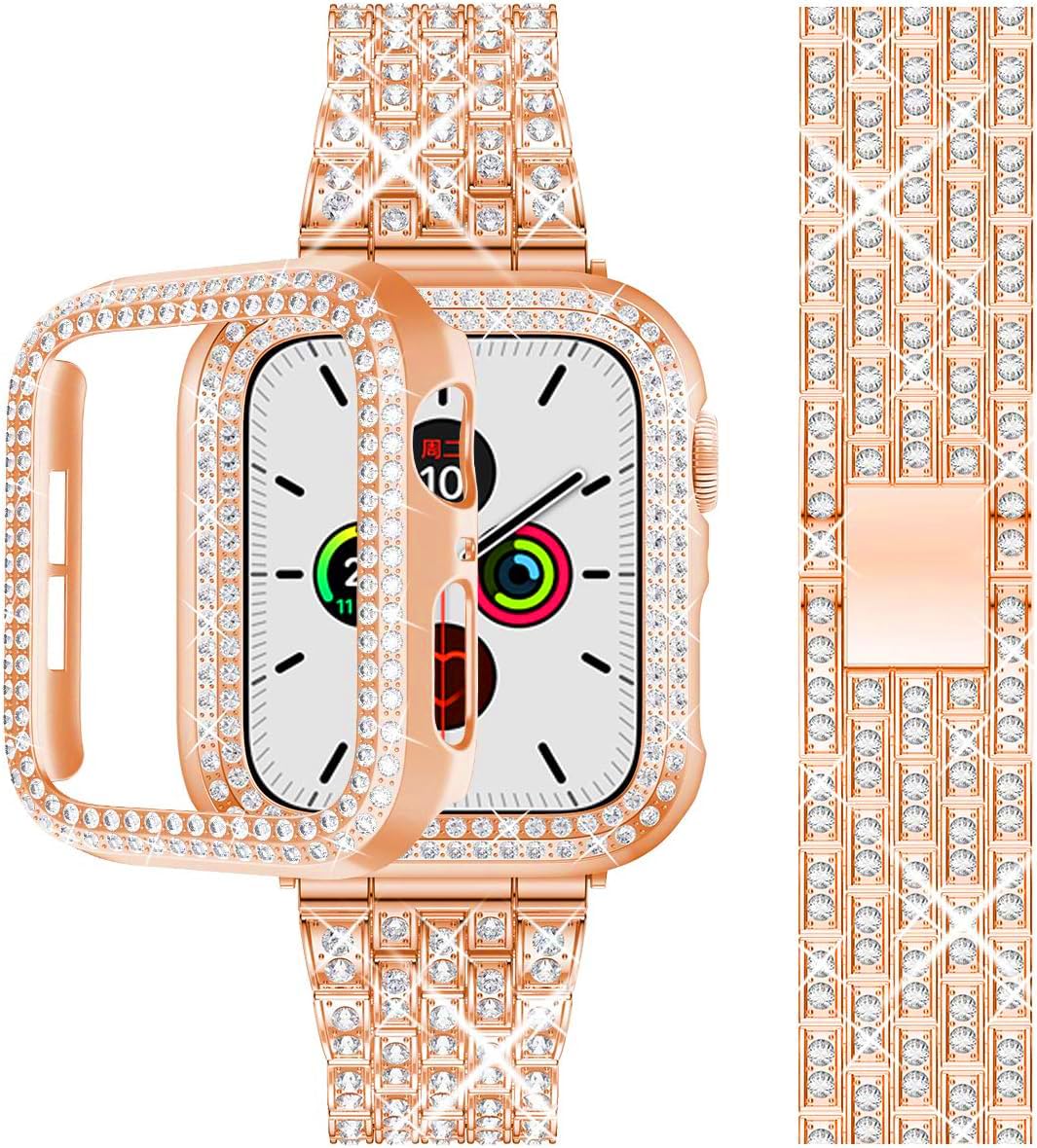 Zitel Compatible with Apple Watch Band + Case for Women Girls, Bling Rhinestone Metal Bands 40mm 41mm 42mm(Series 11/10) 44mm 45mm 46mm Series 11/10/9/8/7/6/5/4/SE3/SE2/SE Zitel Compatible with Apple Watch Band + Case for Women Girls, Bling Rhinestone Metal Bands 40mm 41mm 42mm(Series 11/10) 44mm 45mm 46mm Series 11/10/9/8/7/6/5/4/SE3/SE2/SE