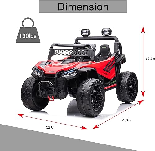 Miniatura 2 de FINITO Vehículo eléctrico de 24 V UTV de 2 plazas 4WD para niños con potentes motores con control remoto para padres, neumáticos de goma EVA,