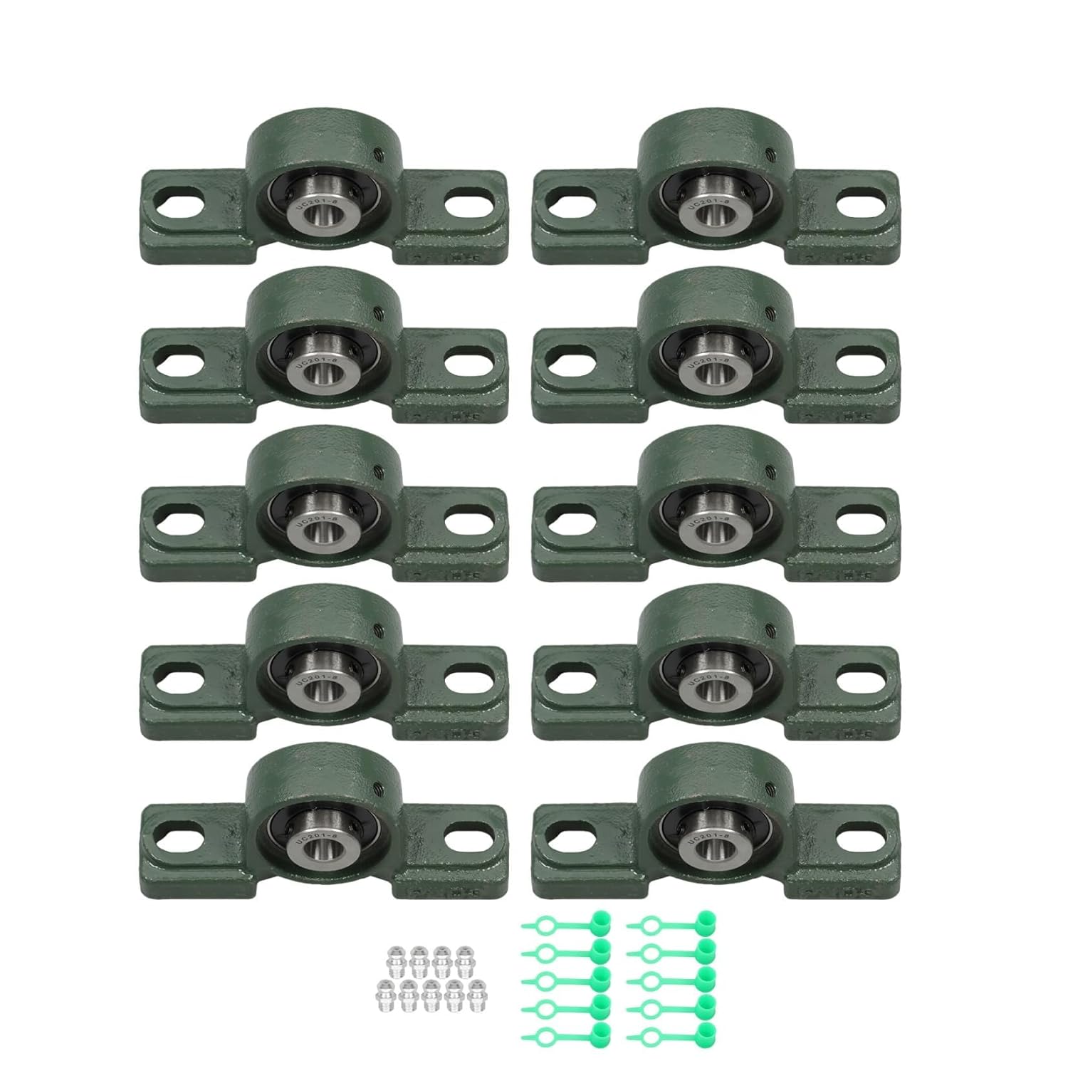 findmall UCP201-8 Pillow Block Bearing Units - 1/2" Bore Self-Aligning Cast Iron Bearings, Industrial Mounted Units 10Pcs