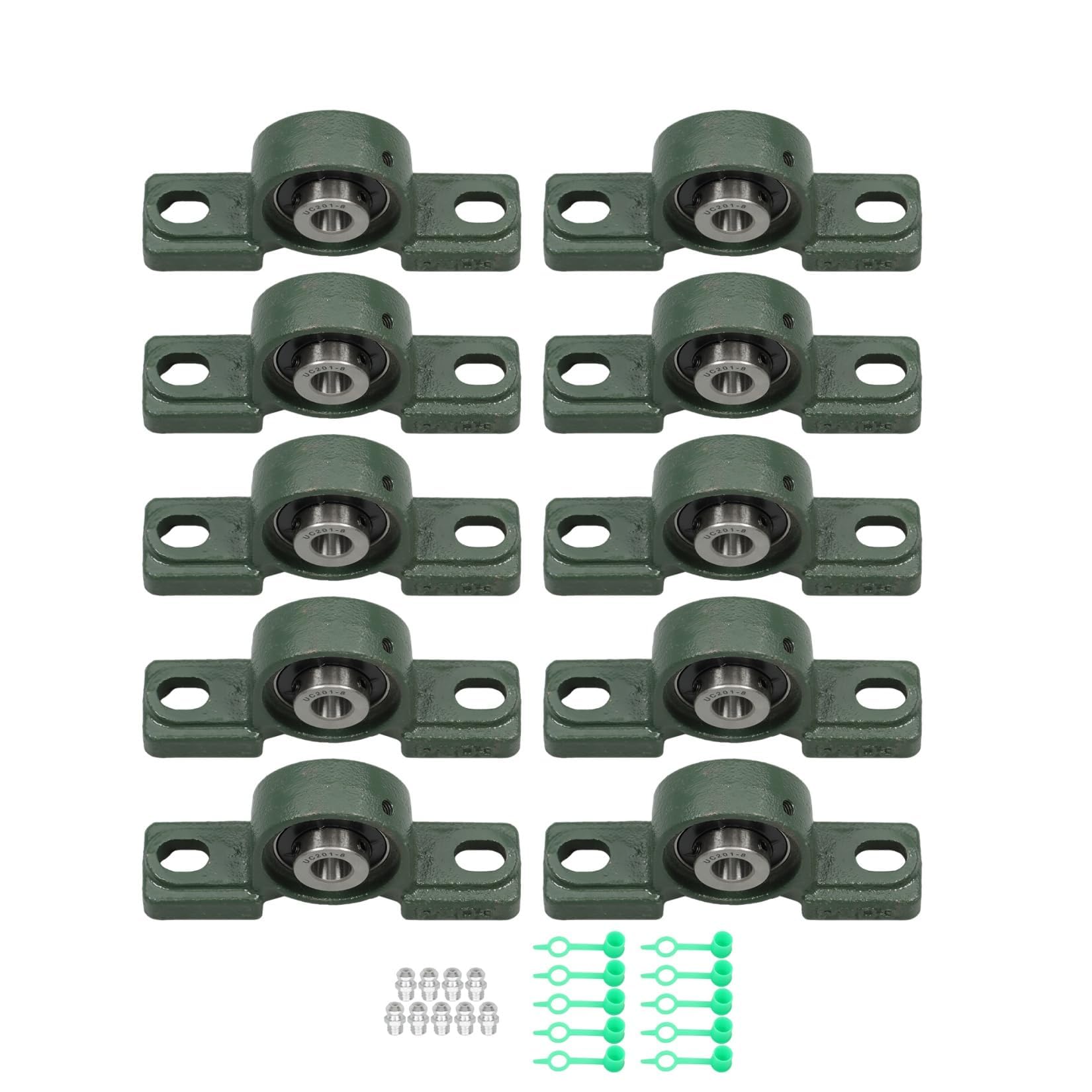 unità di Cuscinetti a Cuscino UCP201-8 - Cuscinetti autoallineanti in ghisa con Foro da 1/2", unità di Montaggio Industriale, 10 Pezzi