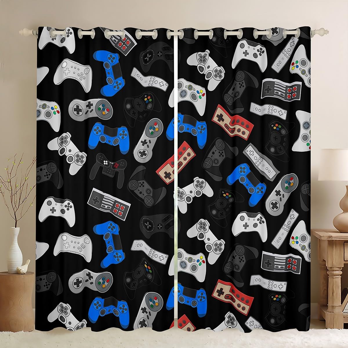 Videogiochi Gamepad Trattamenti Finestra Ragazzi Gamer per Ragazzi Giochi Finestra Resistente AntimacchiaDella Camera Novità Controller W66*L72