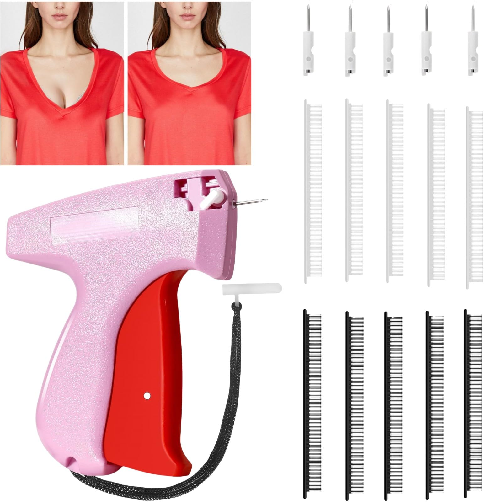 Stitch Gun for Clothes, Tagging Gun for Clothing Mini Stitch Gun Quick Clothing Fixer with 6 Needles, 1000 Black & 1000 White Fasteners Clothing Fixer