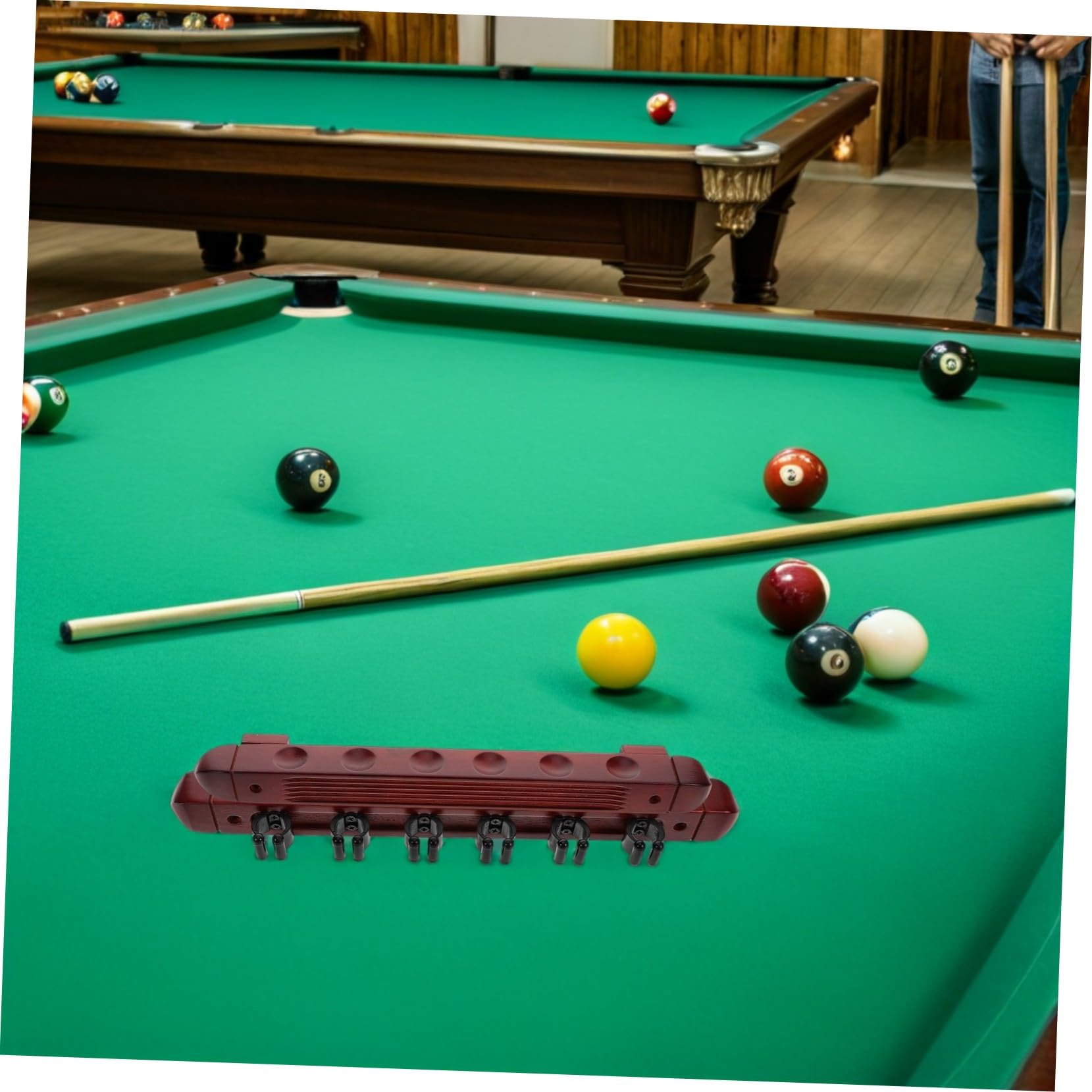 Kisangel Lot De 2 Supports De Queues De Billard en Bois Support De Rangement pour Queues De Billard À 6 Emplacements pour Salle De Jeux