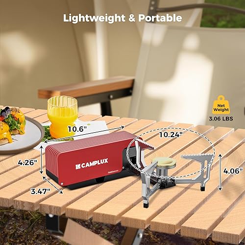 Miniatura 7 de CAMPLUX - Estufa de campamento FoldGo, estufa portátil de gas butano de 7500 BTU, estufa de casete plegable con bolsa de transporte y quemador