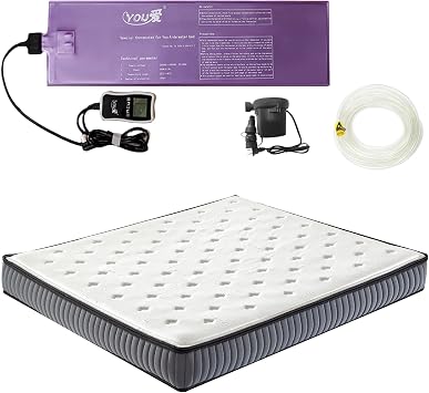 Semi Waveless Water Bed Mattress Queen Size (60x80 Inches) - Softside Foldable Waterbed with Smart Thermostats & Fill/Drain Kit | Soft Cover for Adults