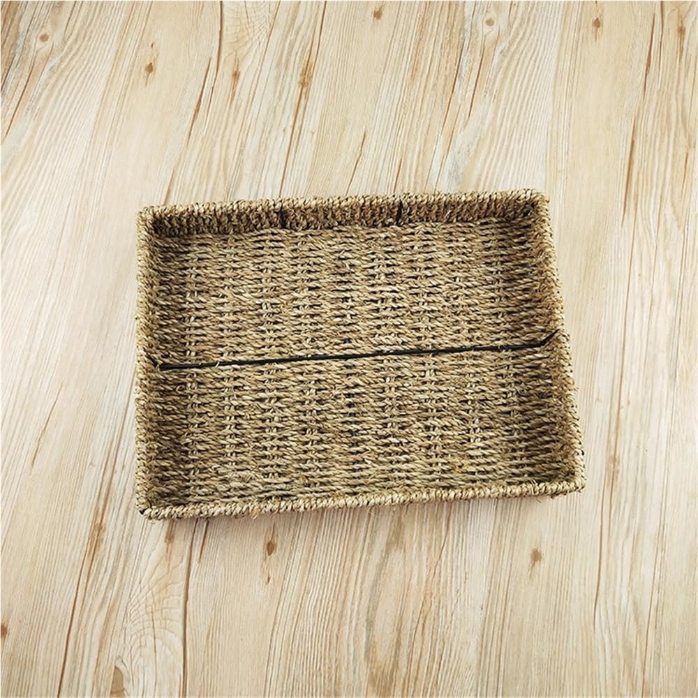 Accessori per la conservazione camera da letto Cestino portaoggetti in paglia intrecciata con alghe Vassoio for snack Cestino portaoggetti for gioielli Cosmetici Cestino portaoggetti da scrivania for