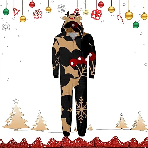 Miniatura 3 de ADUWOAN Pijamas de Navidad familiares a juego con capucha, conjunto de pijama suave y acogedor para Navidad con estampado de pijamas a juego