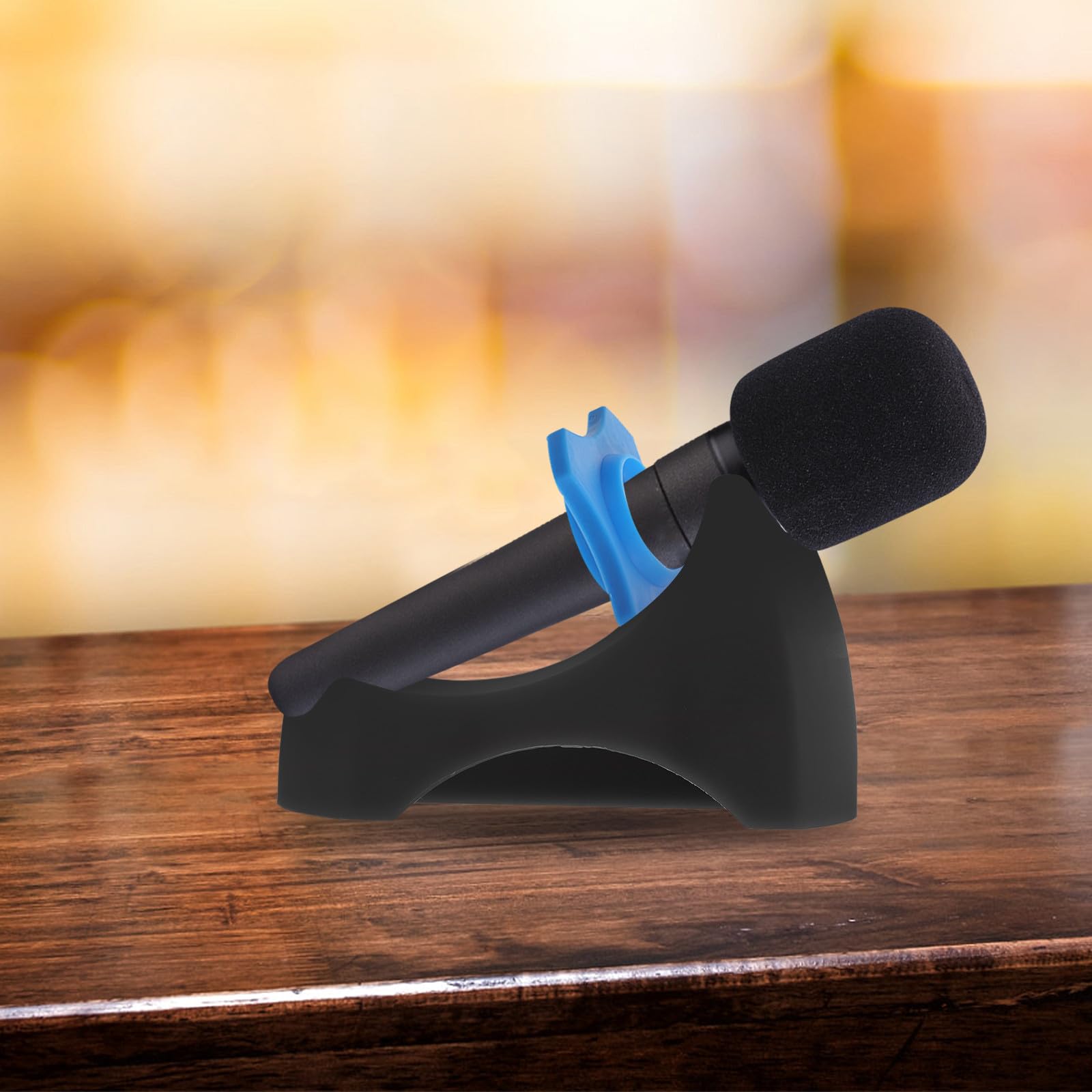 Supporto Microfono da Tavolo in Silicone Nero Antiurto | Base Stabile Antiscivolo, Adatta a Performance e Broadcasting, Formato Compatto per Ktv