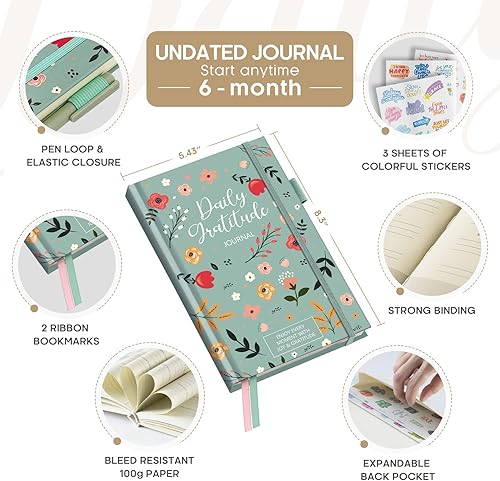 Miniatura 6 de Taja Diario de gratitud para mujeres y hombres diario de 5 minutos diario de atención plena de manifestación diaria con avisos positivos y