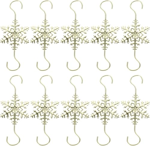HOMSFOU Decoración de escritorio, 10 ganchos de adorno de árbol de copo de nieve, ganchos decorativos de alambre de metal para árbol de Navidad,