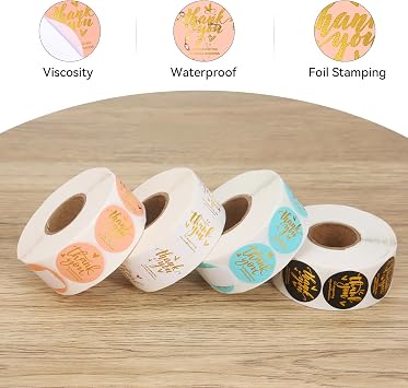 WEGAZ-3200 Pcs 1-Inch Thank You Stickers for Small Business,Thank You Stickers for Packaging, Business Supplies,4 Colors * 800 Sheets