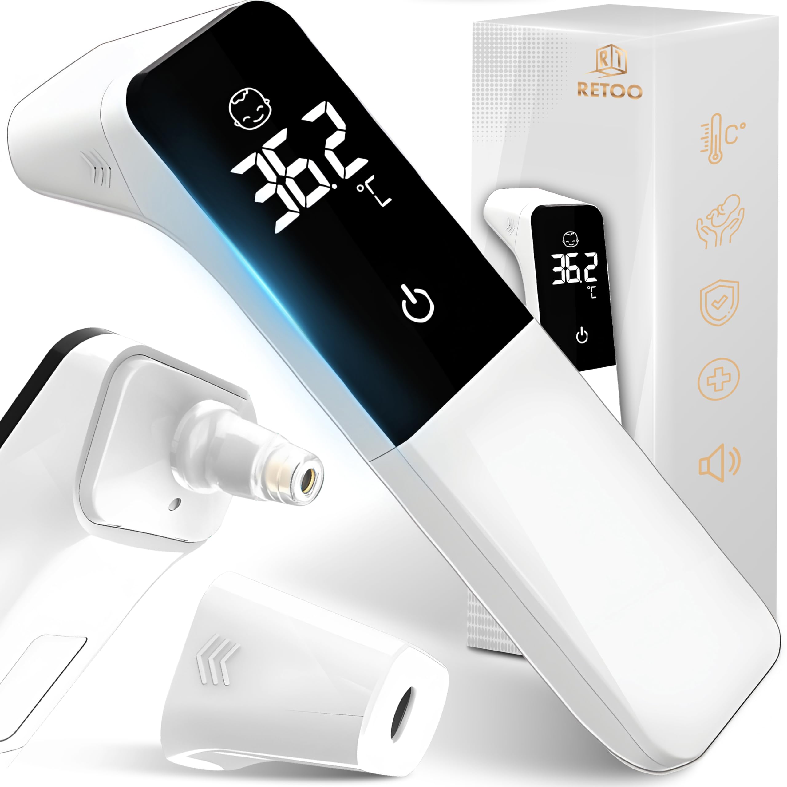 Thermomètre frontal bébé avec mode objet et corps blanc Retoo - 8