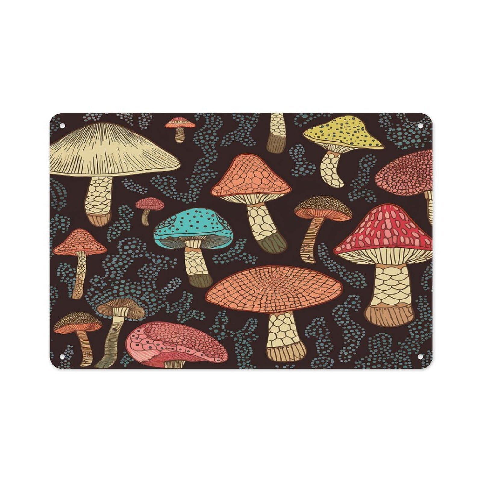 VstaDank Metal Aluminum Mushroom Sign Wall Decor Vintage Metal Sign Plaque Boho Wall Hanging Decor Sublimation Picture Panel Personalized Plaque Poster 8x12in