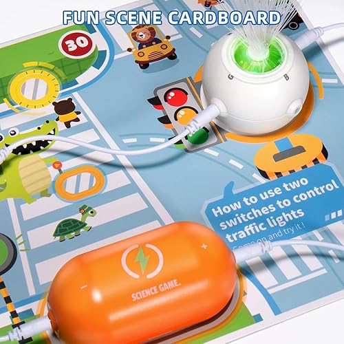 Miniatura 4 de Kits de circuitos para niños de 3 a 12 años, 25 piezas de placa de bloques de circuito, kit de exploración electrónica de bricolaje con 64