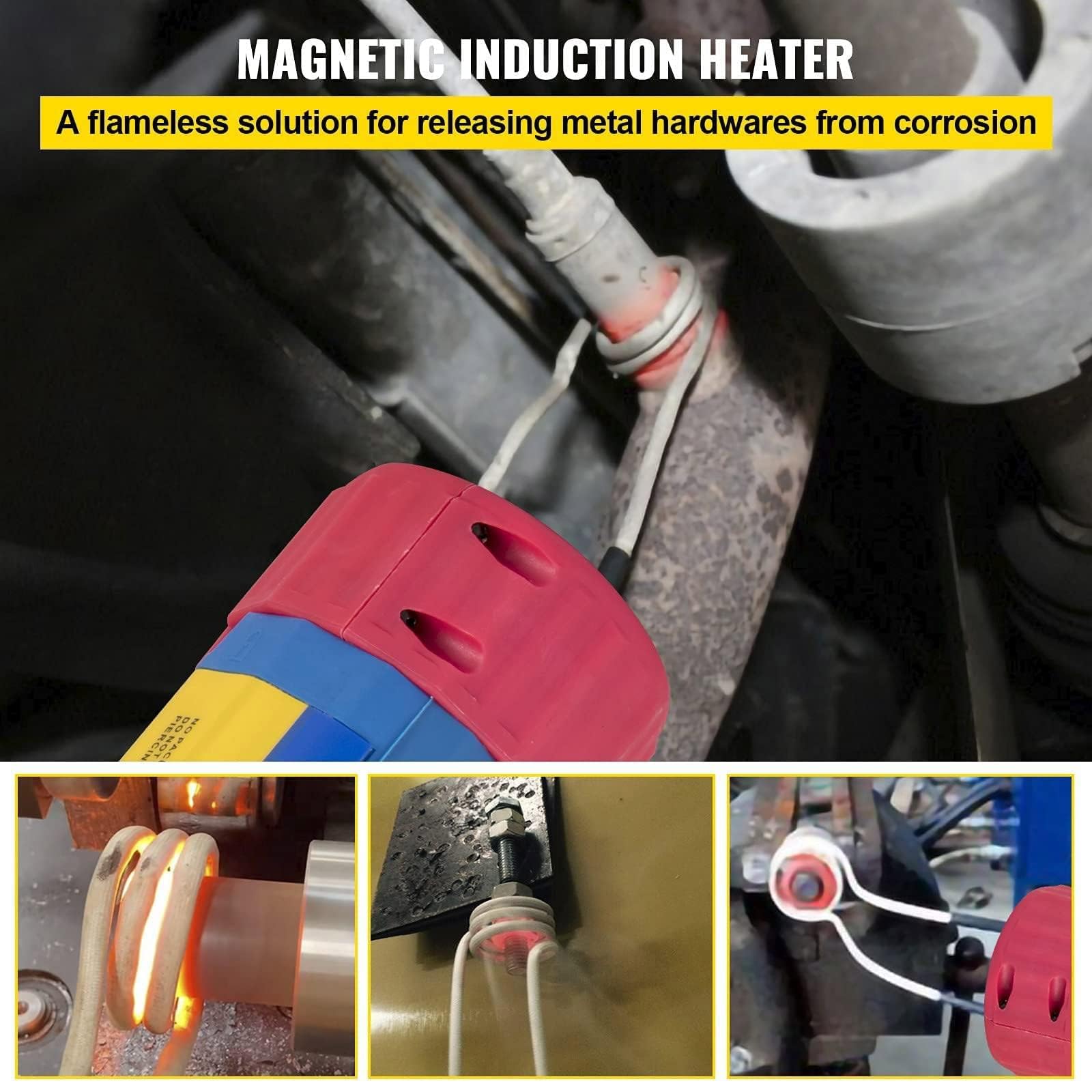 Kit de calentador de inducción magnético, herramienta automotriz sin llama de 1000 W con 6 bobinas para extracción de tornillos oxidados, dispositivo de calefacción electromagnético portátil