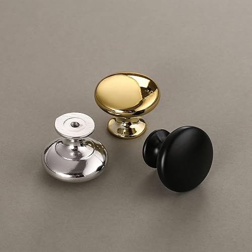 Miniatura 6 de Fácil instalación con tornillos ajustables, pomos de gabinete negro mate, paquete de 10 pomos de aleación de aluminio de 1.17 pulgadas (1.181 in)