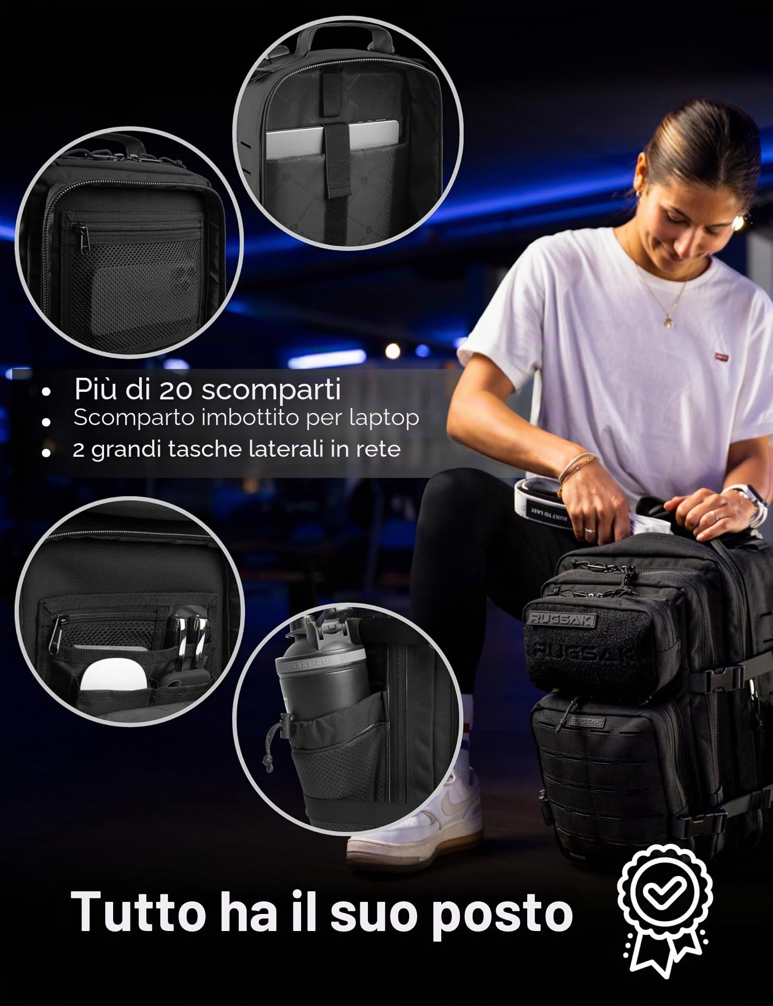 RUGSAK ALPHA | Zaino tattico [15 – 25 L] impermeabile ed estremamente robusto, zaino da sopravvivenza militare, per attività all'aperto, lavoro, escursioni, campeggio e palestra, zaino da viaggio