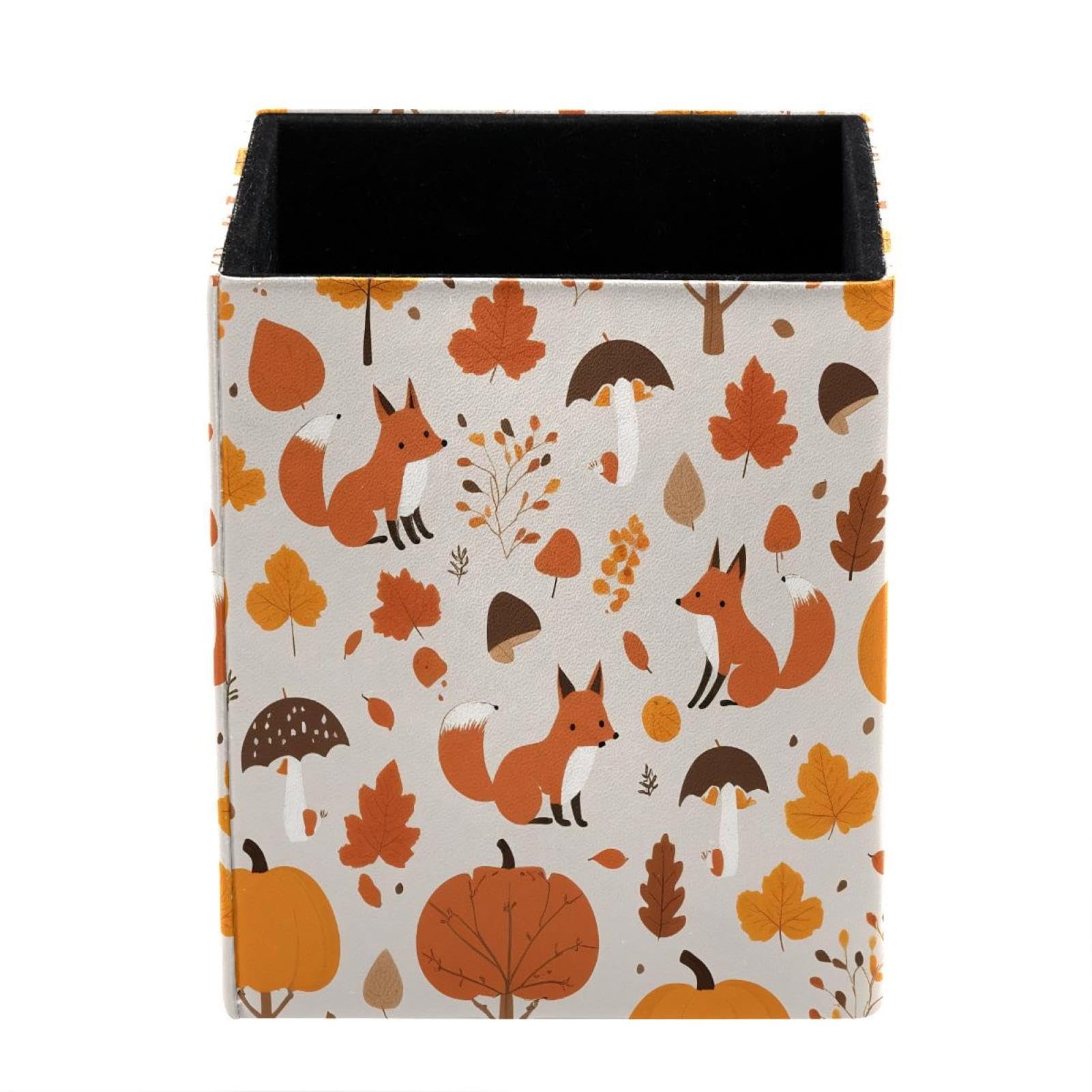 XingFox Lady Beetle G Pen Holder for Desk Deco, Sqaure PVC Leather Pencil Cup for Desk Pen Organizer, Makeup Brush Holder for School, Home, Office