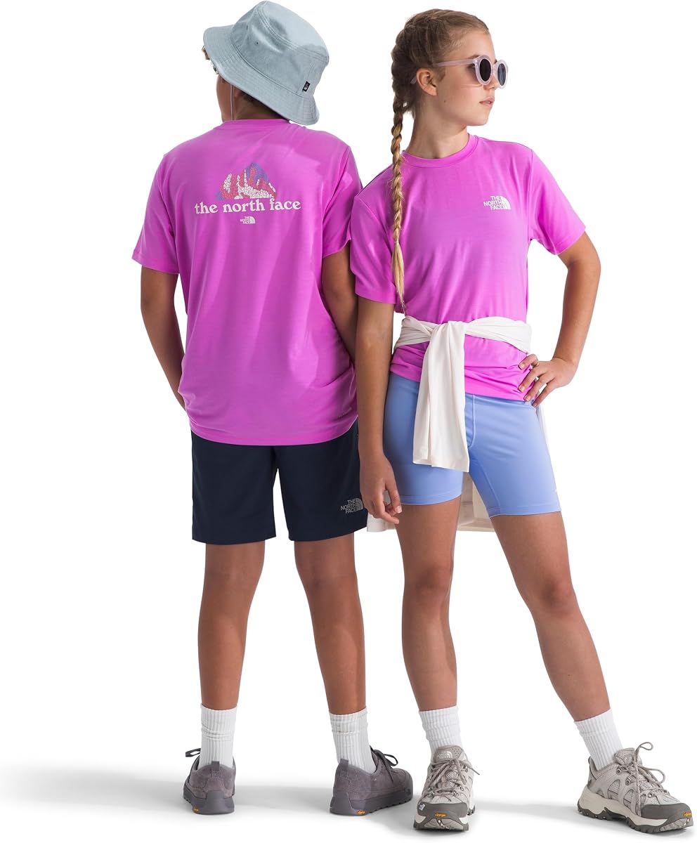 Kids' Adventure Wildflower Mountain Short Sleeve Tee - Moisture Wicking Shirt, Lightweight, Set in Sleeves