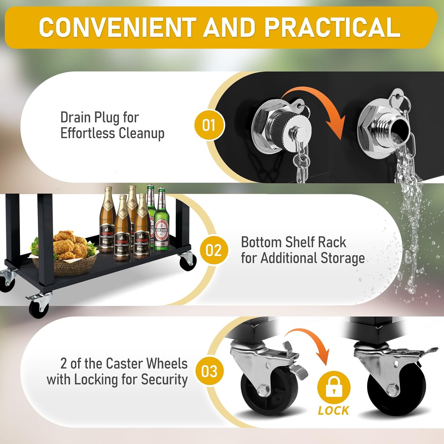 80 Quart Rolling Ice Chest,Portable Party Cooler,Patio Party Bar Drink Cooler Cart with Shelf & Wheels,Beverage Pool with Bottle Opener for Indoor and Outdoor Patio Entertainment