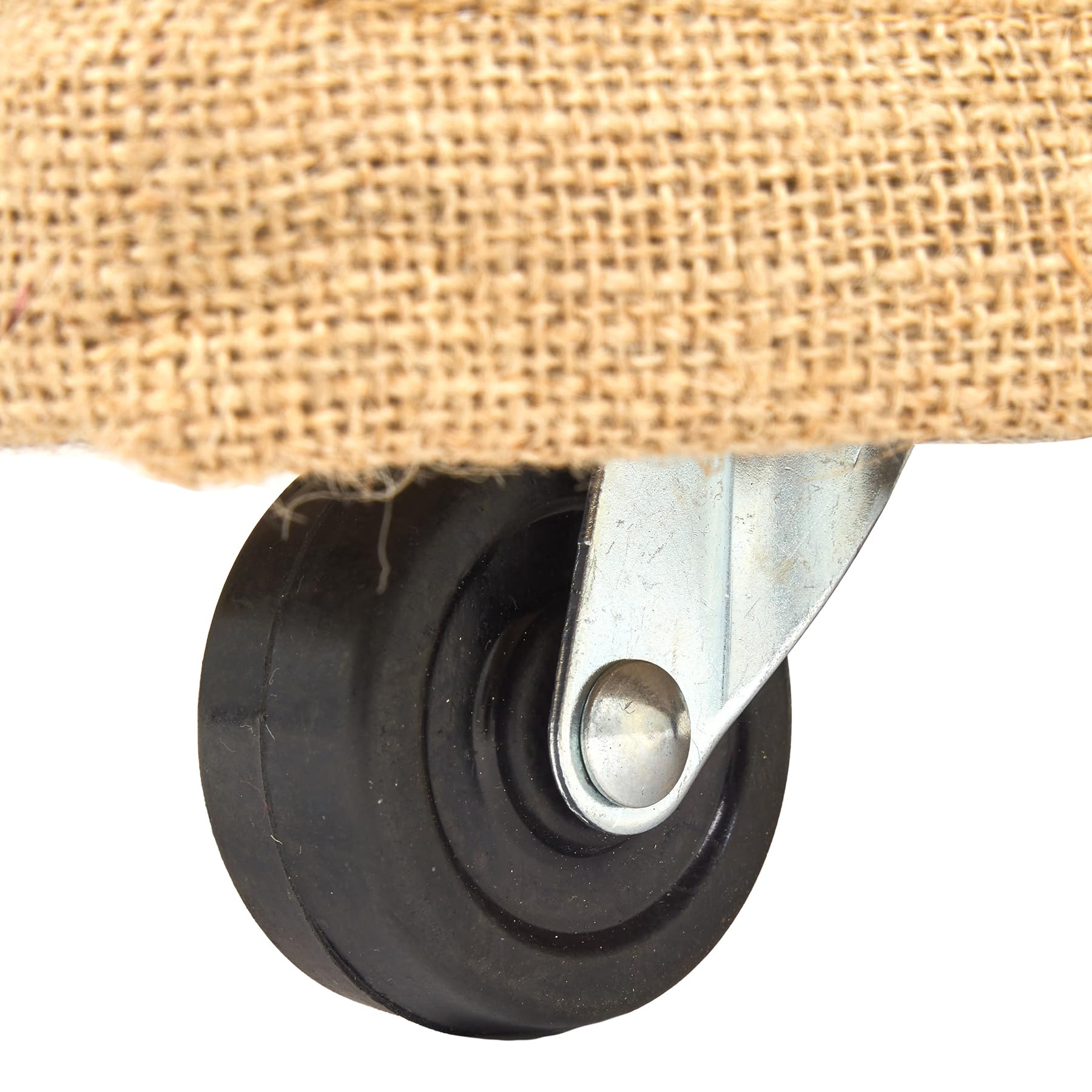 Cesta de tela de yute natural con ruedas giratorias, 45 x 45 x 50 cm, 100 litros, bolsa para troncos, Rengement en casa