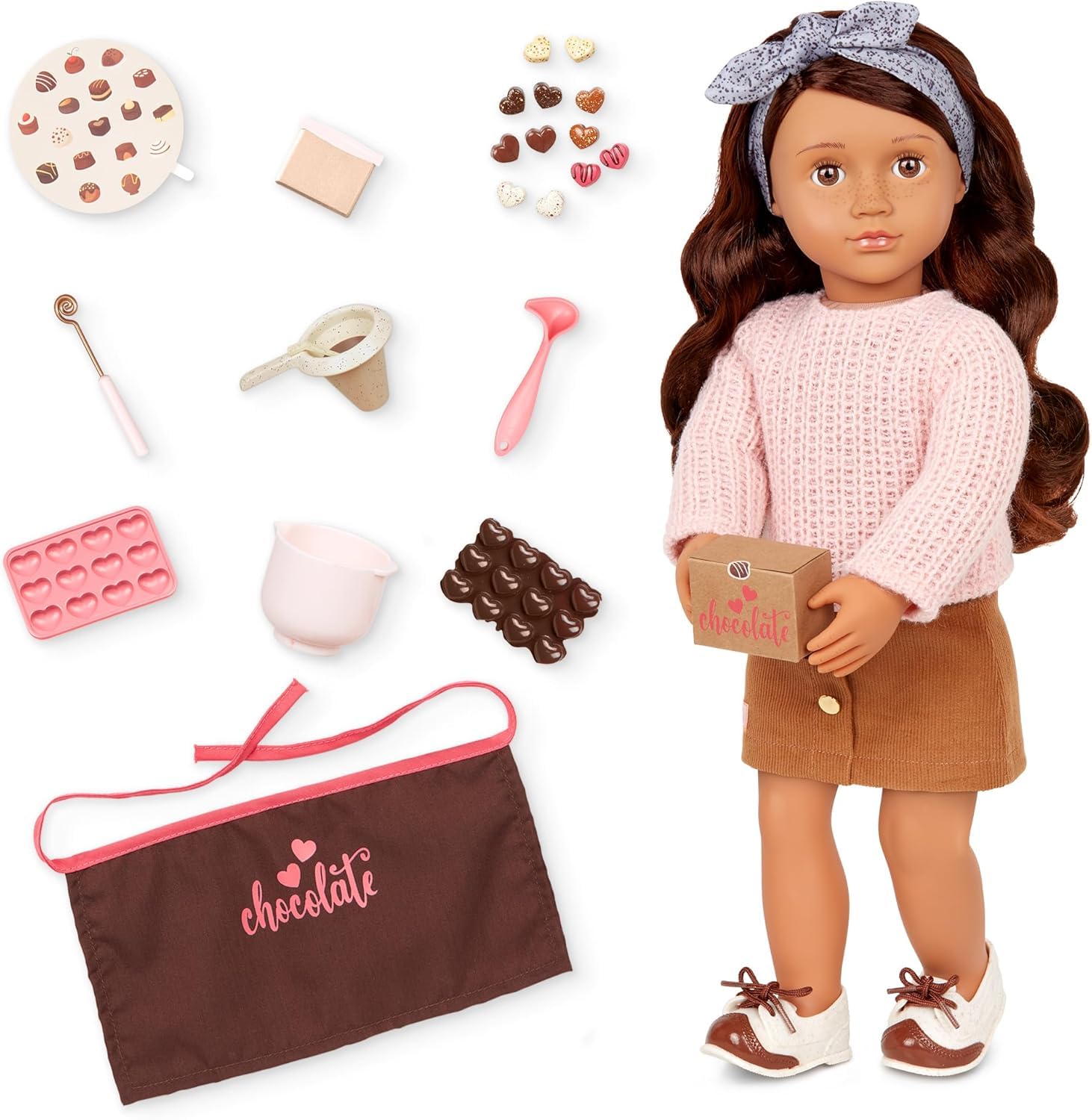 Our Generation 18-Inch Chocolate Maker Doll Coco, Posable Baker