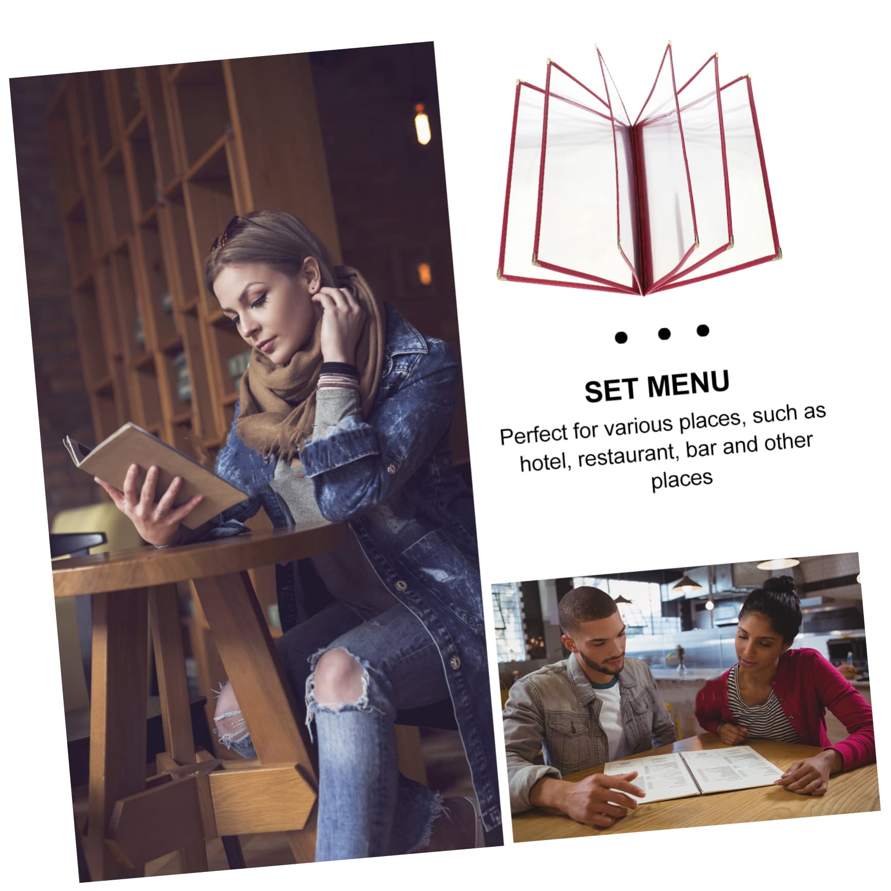 HEALEEP PVC Menu Holder Restaurant Menu Covers Folder for Coffee Bar Accessories Paper Protector