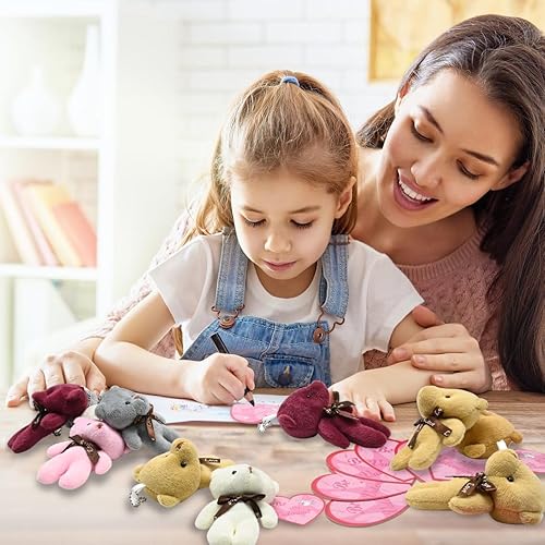 Miniatura 6 de 28 tarjetas del día de San Valentín con osos de peluche, mini juguetes de peluche de oso de peluche para niños, regalo de intercambio de aula,