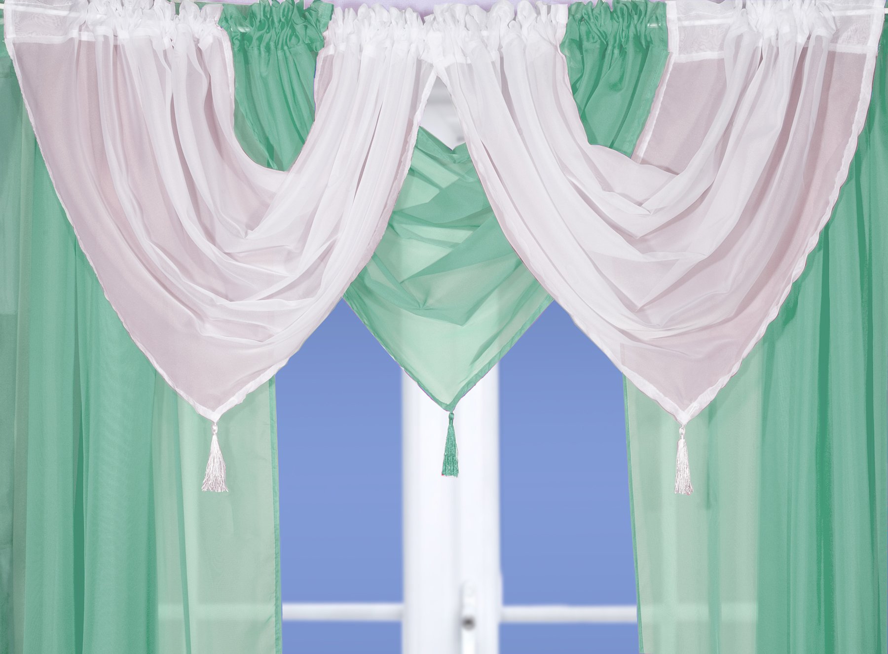 John Aird Voile Swag With Tassel (Pastel Green)