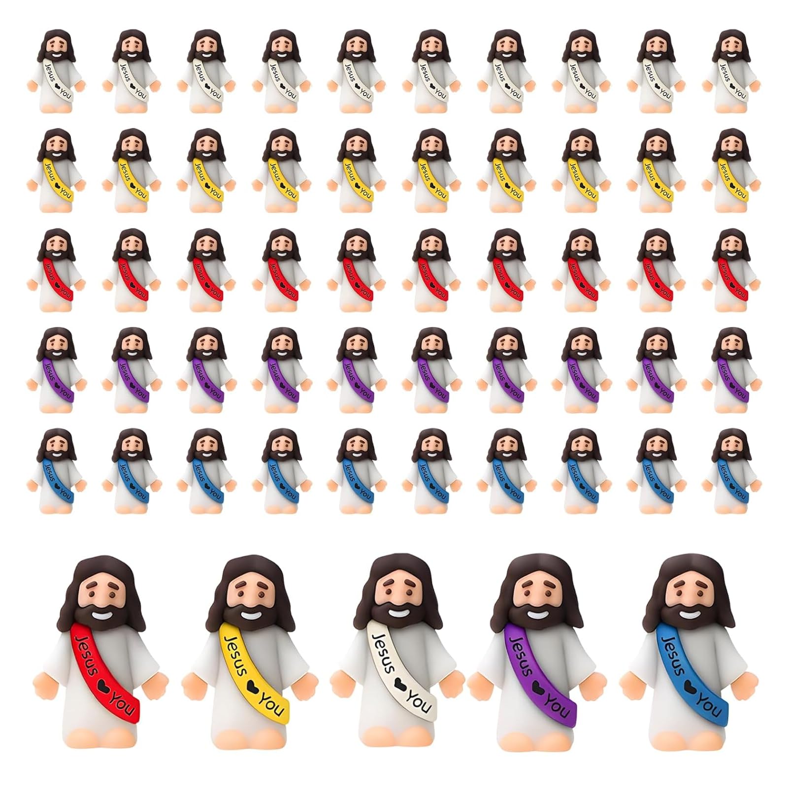 ziibars Mini Jesus Figures,Mini Jesus,Mini Figures,50pcs Mini Jesus Figures, Mini Figures Religious Decorations Set for Sunday School Activities and Church Events, Assorted Colors