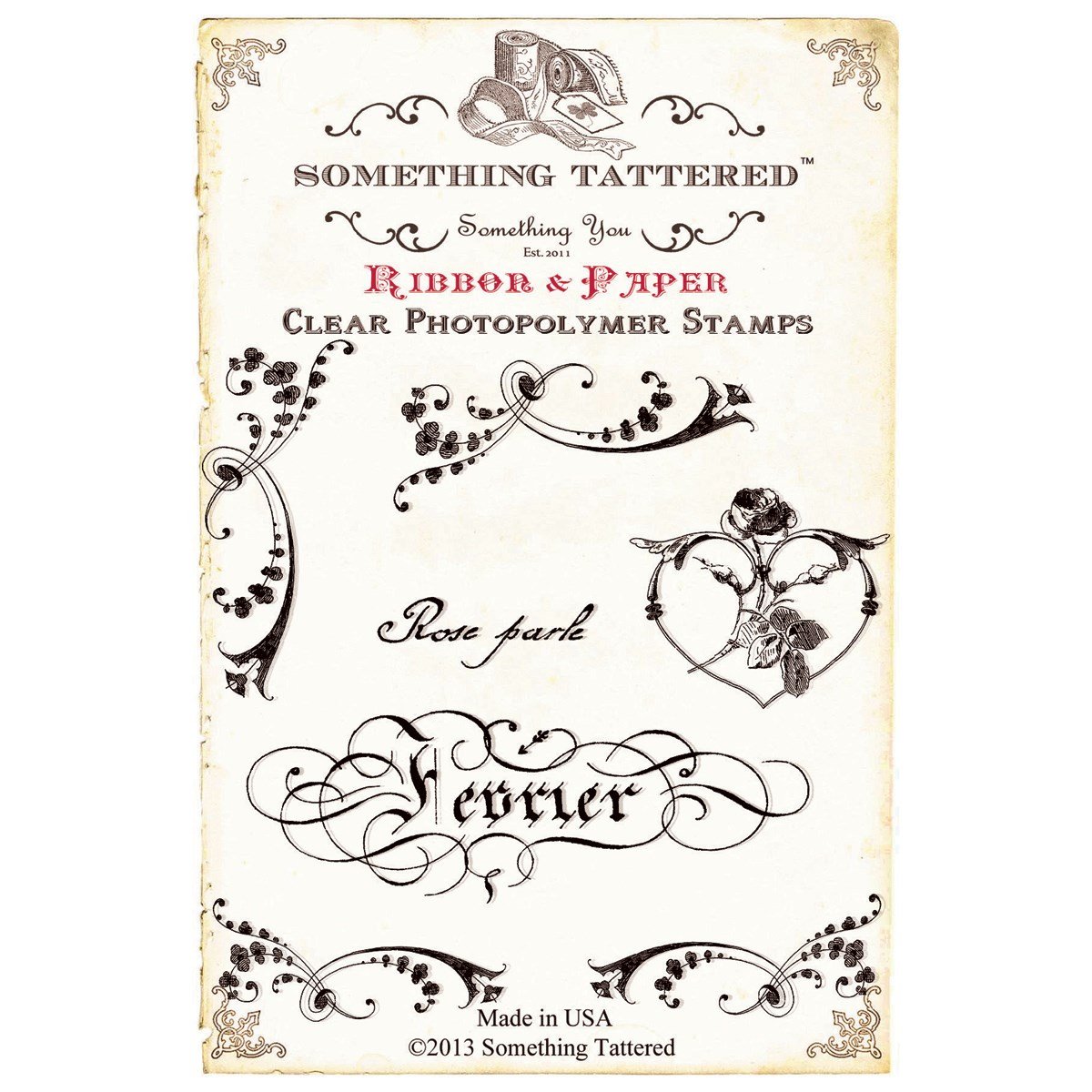 Something Tattered February Fevrier French Month Stamp, Clear