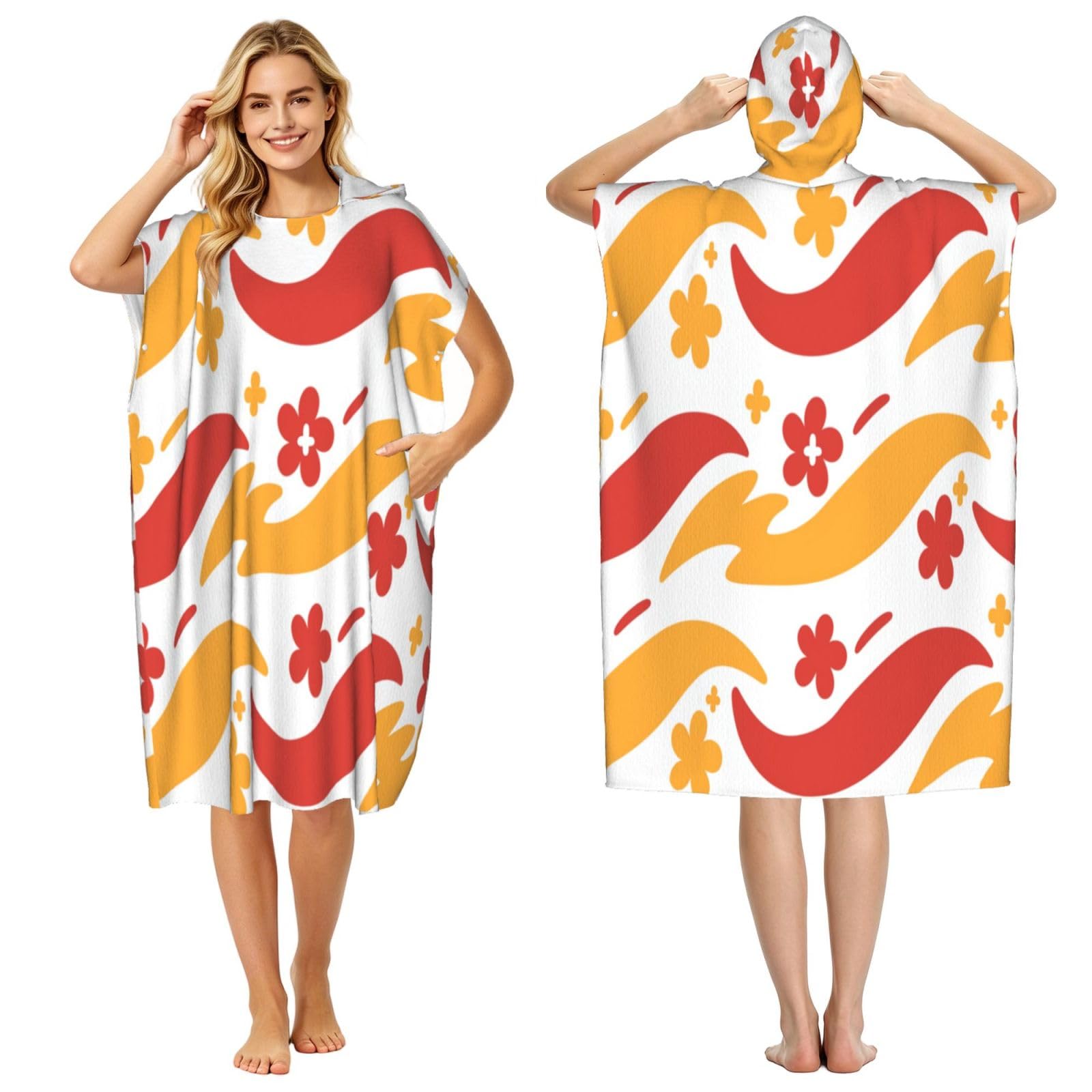 DTHKJNLSF Wave Streak Adult Hooded Beach Poncho Towel