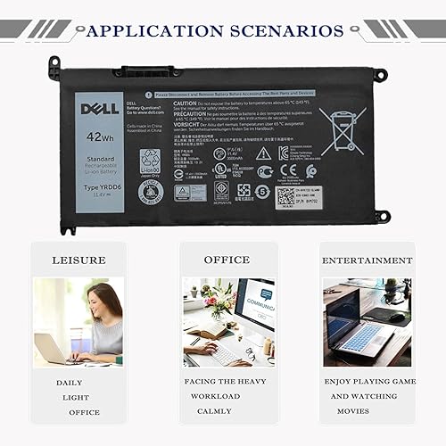 Miniatura 6 de DELL YRDD6 1VX1H - Batería para Dell Inspiron 5482 5485 7586 3583 5491 5591 5481 3310 2 en 1 5593 5584 3493 3793 5480 3588 2 558 1 5590 3584 5493