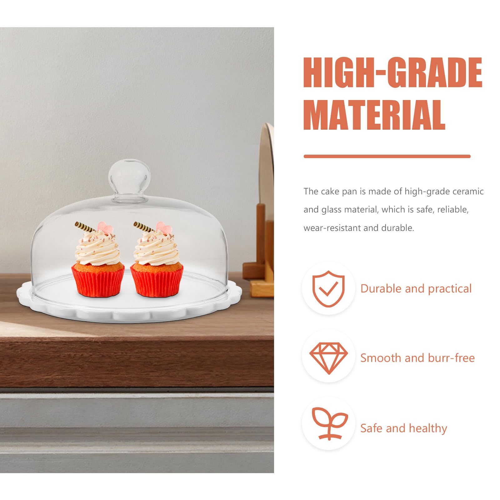 Alzata Trasparente Copertura per Ceramica Torte con in Vetro | Piatto Rotondo per Dessert, Design Delicato in Stile Nordico, Adatto a Cucina e Matrimoni