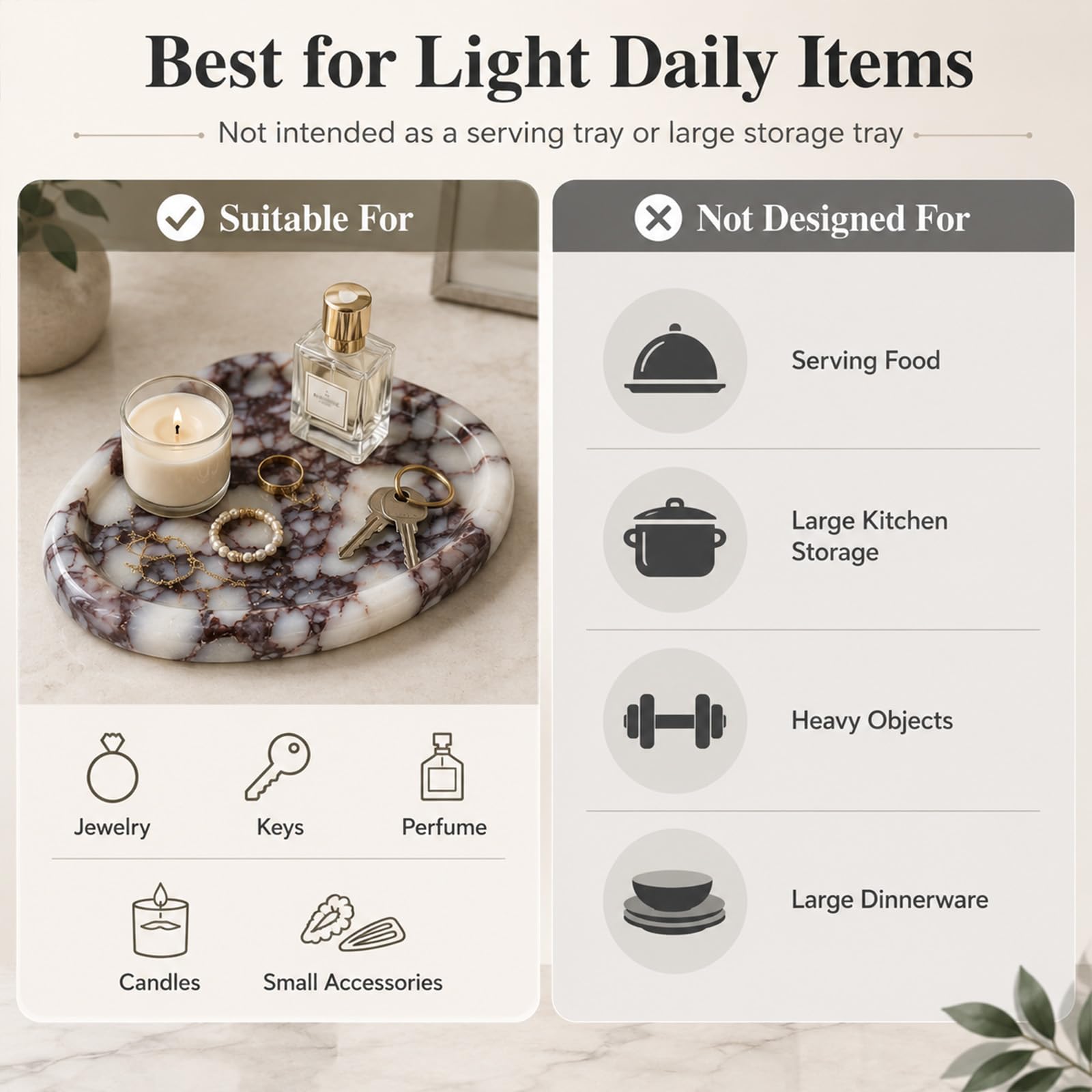 Petit Plateau Vide-Poche en Marbre pour Bijoux