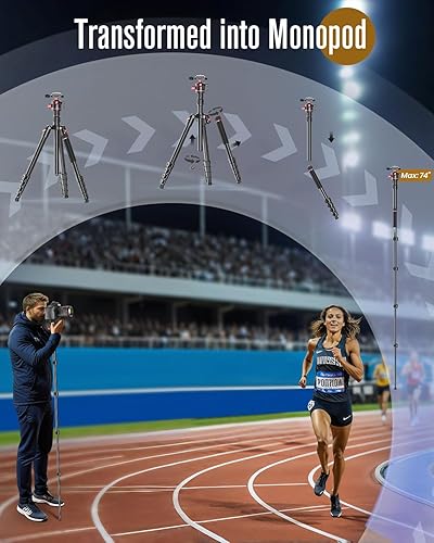 Miniatura 10 de Trípode, cámara réflex digital profesional de 80 pulgadas, cabeza de bola SLR, tripod y monopie con bolsa de transporte compatible con