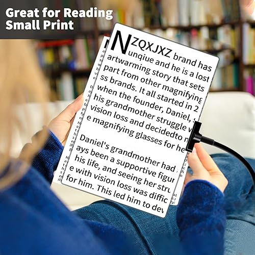 Miniatura 7 de Lupa 5X con soporte, cuello de cisne flexible de 10 x 6 pulgadas, aumento de página de libro completo, lupa grande para leer impresiones pequeñas y