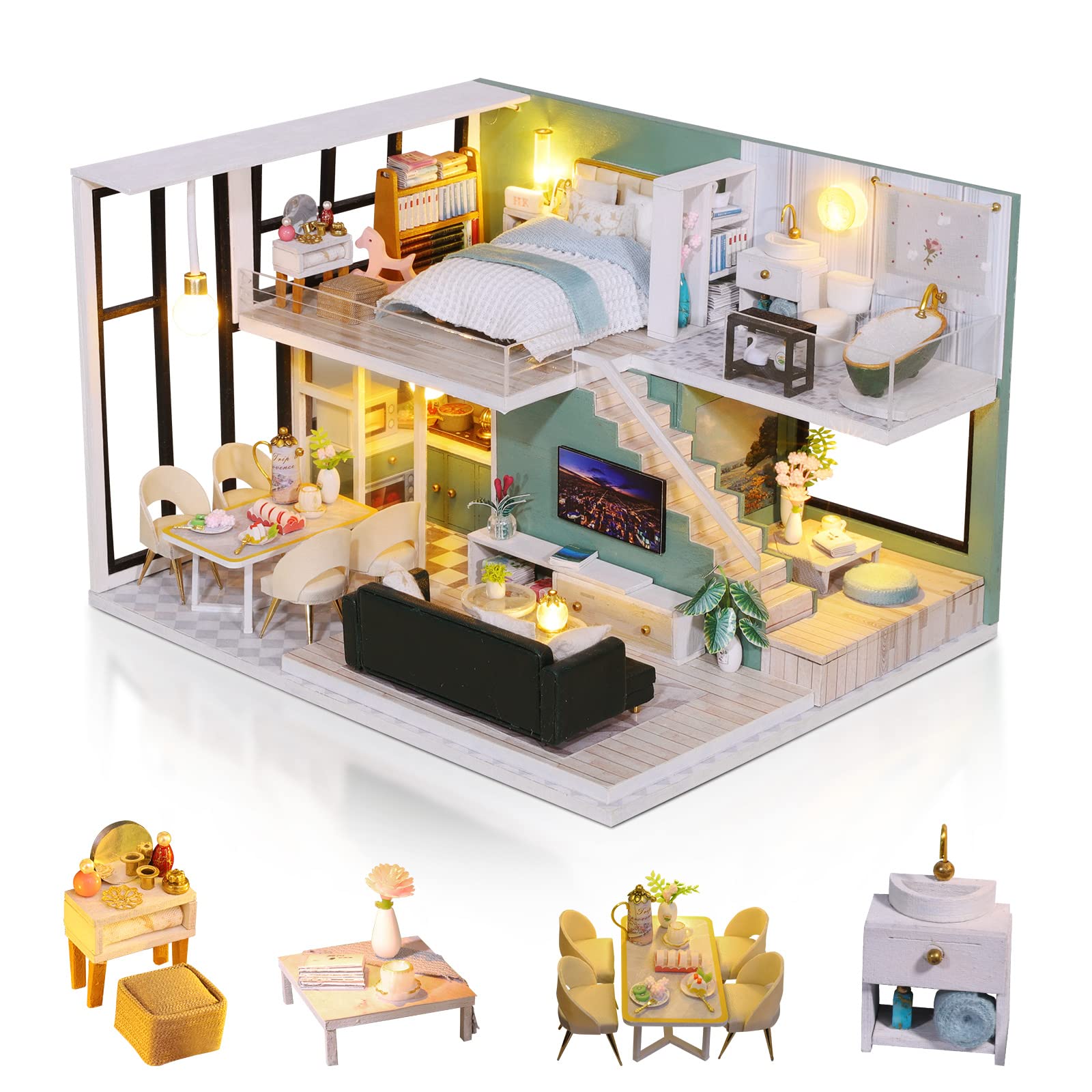 Amazon | GuDoQi DIY ミニチュア ドールハウス キット 1:24スケール