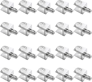 UFURMATE Glass Shelf Bracket Pegs, 20Pcs Adjustable Frameless Glass Shelf Pegs Zinc Alloy Polished Chrome Trapezoid Glass Clamp Clips with Pin Wall Mounted Shelf Holders Supports for 3-8mm Thick Glass