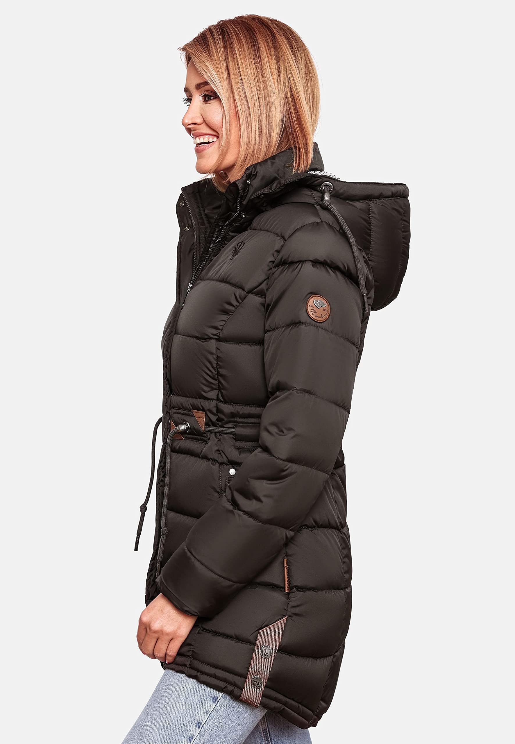 Navahoo Damen Wintermantel Steppmantel Winterjacke Kurzmantel warm gefüttert abnehmbare Kapuze Daliee XS-XXL