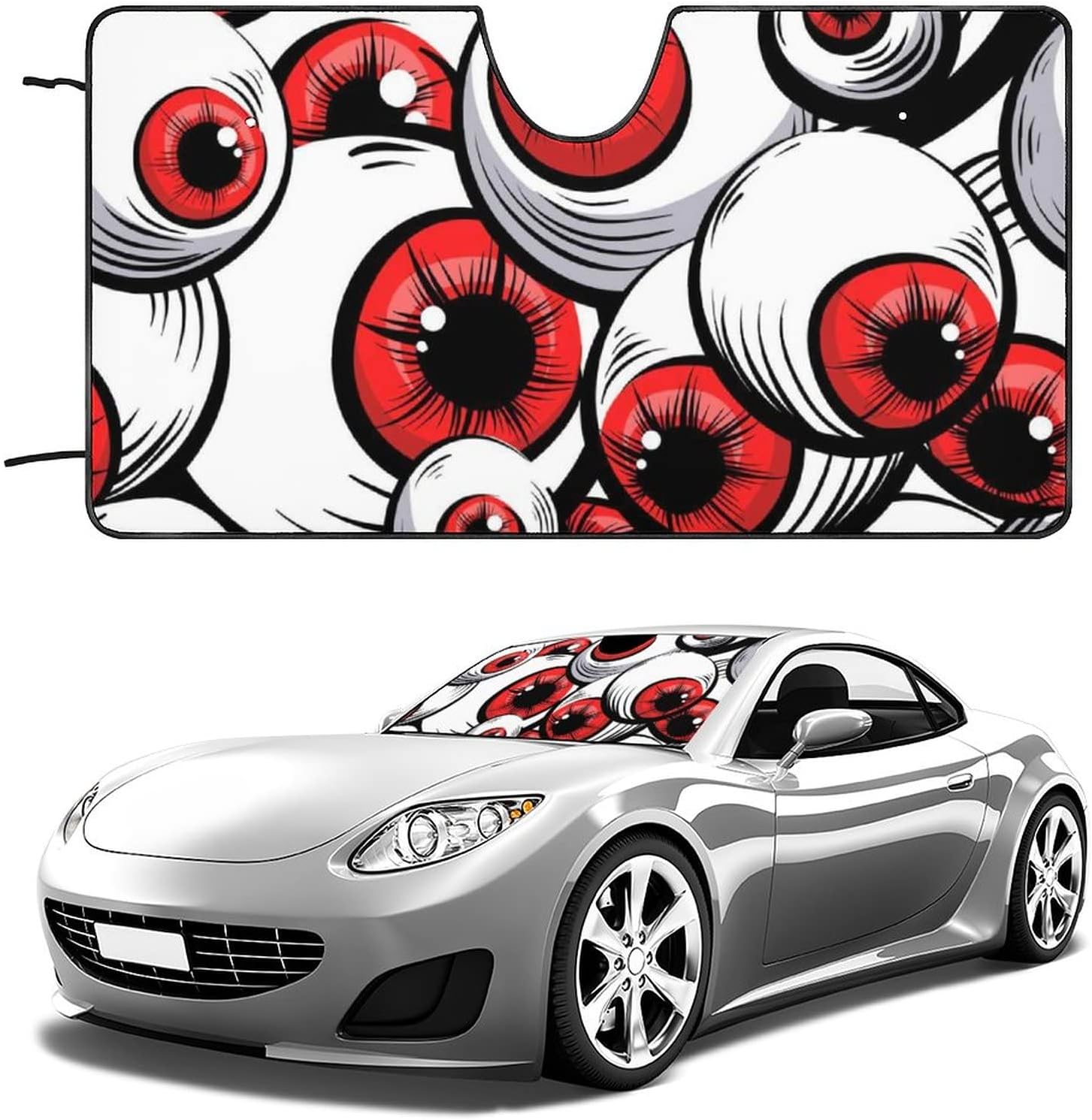 Scary Eyeball Car Windshield Sun Shade Funny Sun Visor