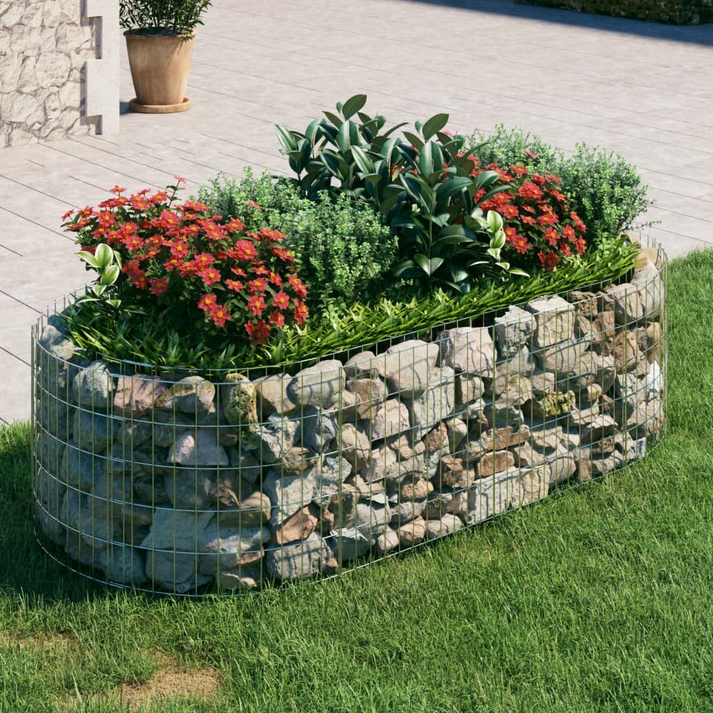 Jardinière gabion en fer galvanisé 200x100x50 cm pour aménagement extérieur