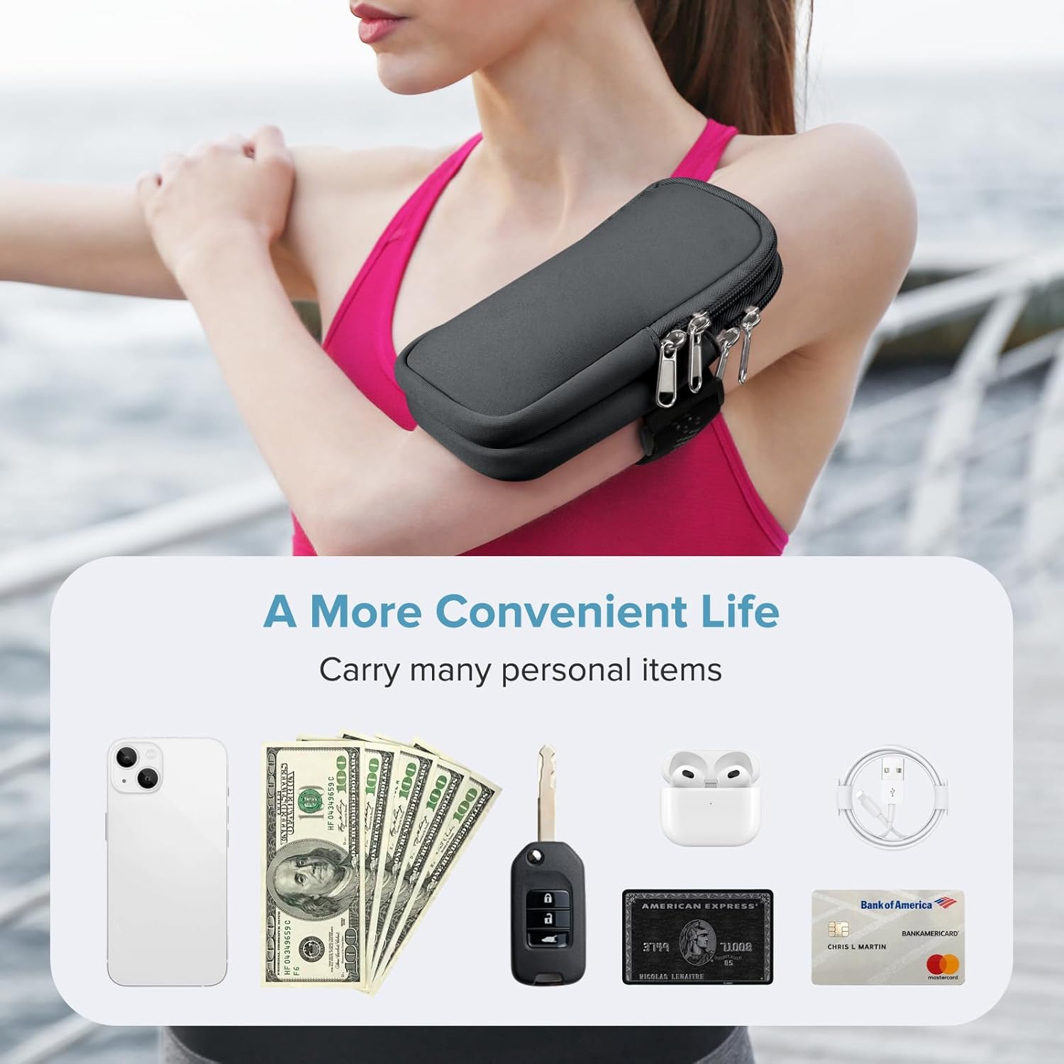 Water Bottle Pouch For Stanley Cup 40oz 30oz, Running Water Bottle Bag for Cards, Keys, Phone, Gym Accessories For Men Women, Travel Tumbler Mug Pouch Compatible With Stanley, Simple Modern - Image 5