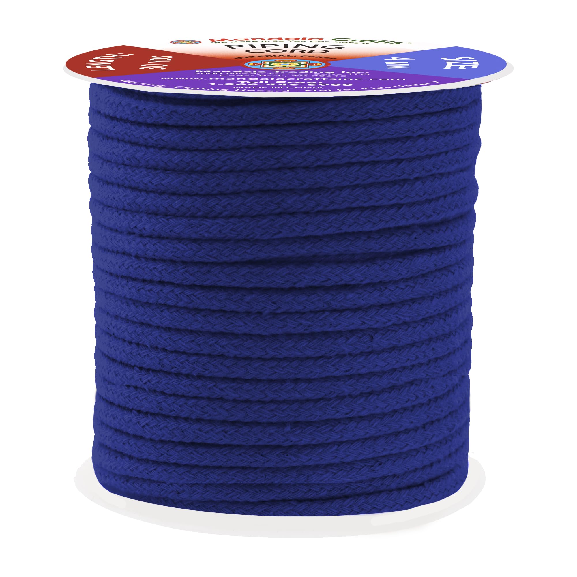 Mandala Crafts Navy Blue Soft Replacement Drawstring Cords for Sweatpants Bags - Piping Cord for Sewing Upholstery - 30 Yds 4mm Cotton Cording Macrame