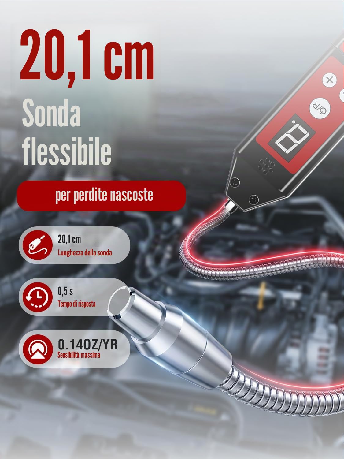 WJL-6000PRO Rilevatore Gas Refrigerante CON LUCE LED, Portatile, Controllo Perdite, HVAC Freon tester di perdita per aria condizionata auto