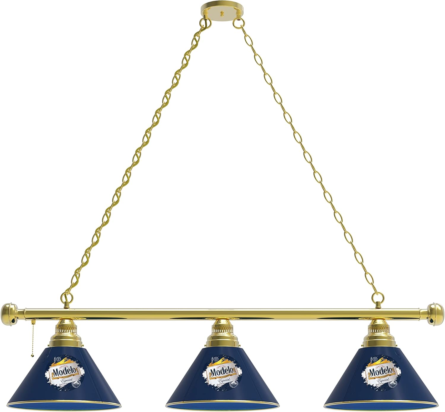Holland Bar Stool Co. Indoor Modern Bright Ceiling Pendant Lighting Shade Modelo (LBL) 3 Shade Billiard Light with Brass Fixture