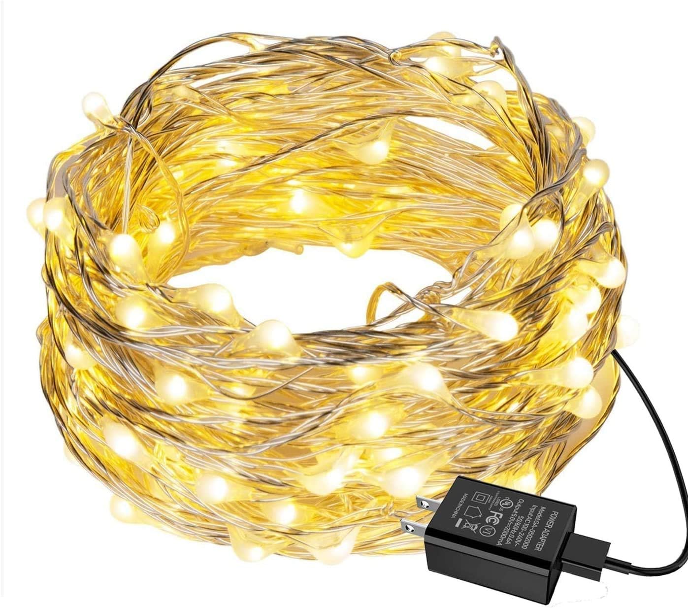 EShing 66ft 200LEDs String Lights, USB Plugin with UL Power Adapter